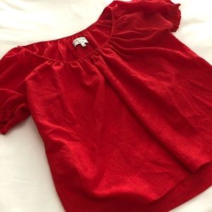 Red bubble sleeve top